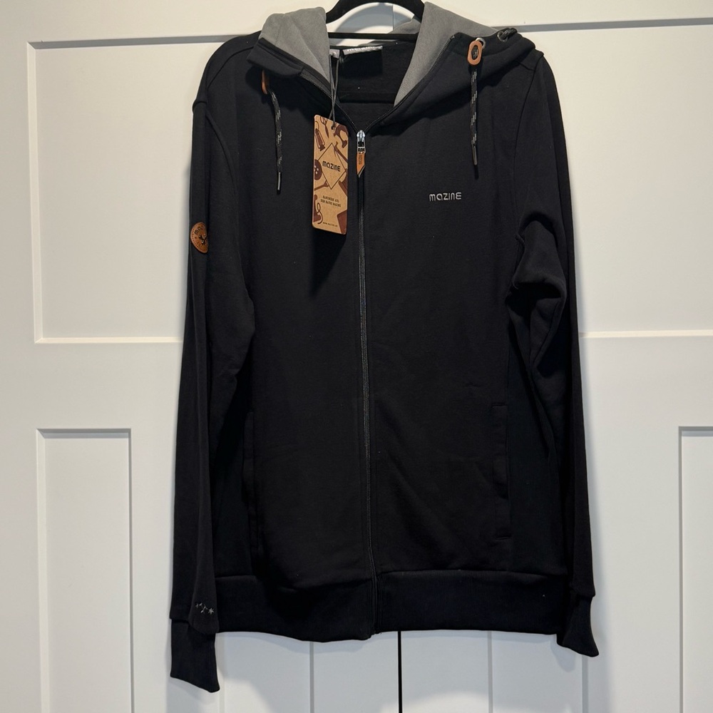 Mazine Black Hooded zip Jacket Hoody - Men’s Darwen Heavy Zipper Black XL NWT